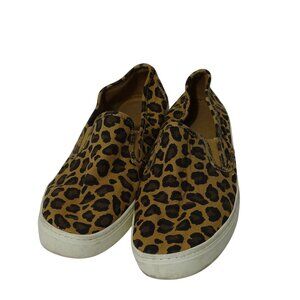 1994 Brand Brown Leopard Print Slip-On Sneakers Loafer Women Size 6 Casual Shoes